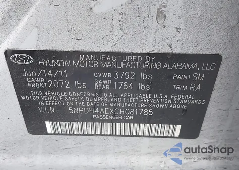 2012 Hyundai Elantra Limited from USA, damaged, VIN 5NPDH4AEXCH081785